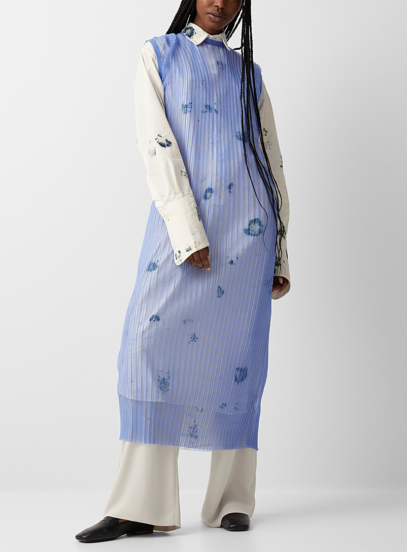 LECAVALIER: La robe maille vaporeuse Bleu pour femme