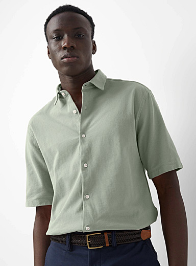 Patterned organic linen shirt Modern fit, Le 31, Shop Men's Patterned  Shirts Online