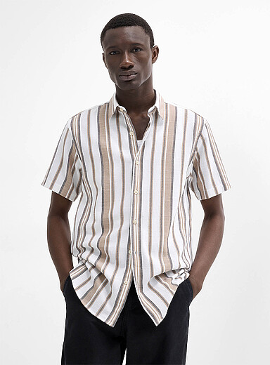 La chemise toile brute ray&eacute;e <b>Coupe moderne</b>