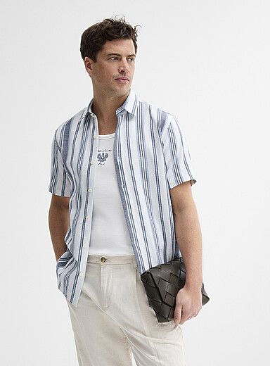 Striped raw-fabric shirt <b>Modern fit</b>