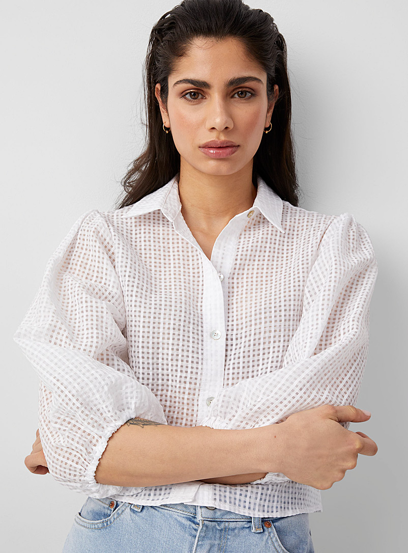 Icône: La chemise vichy translucide Blanc pour femme