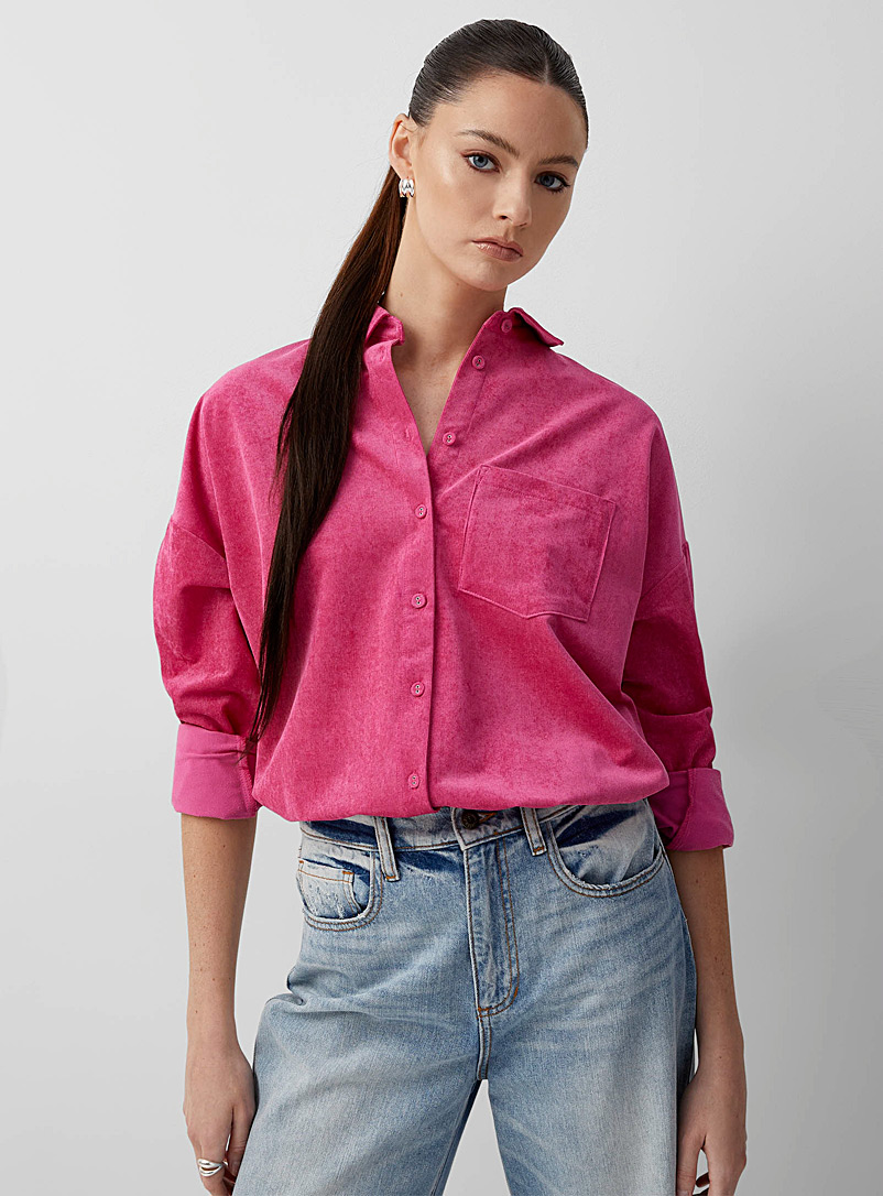 Icône Pink Oversized corduroy shirt for women