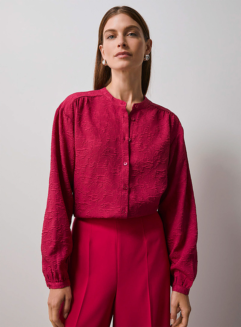 Contemporaine Magenta Embossed pattern loose shirt for women
