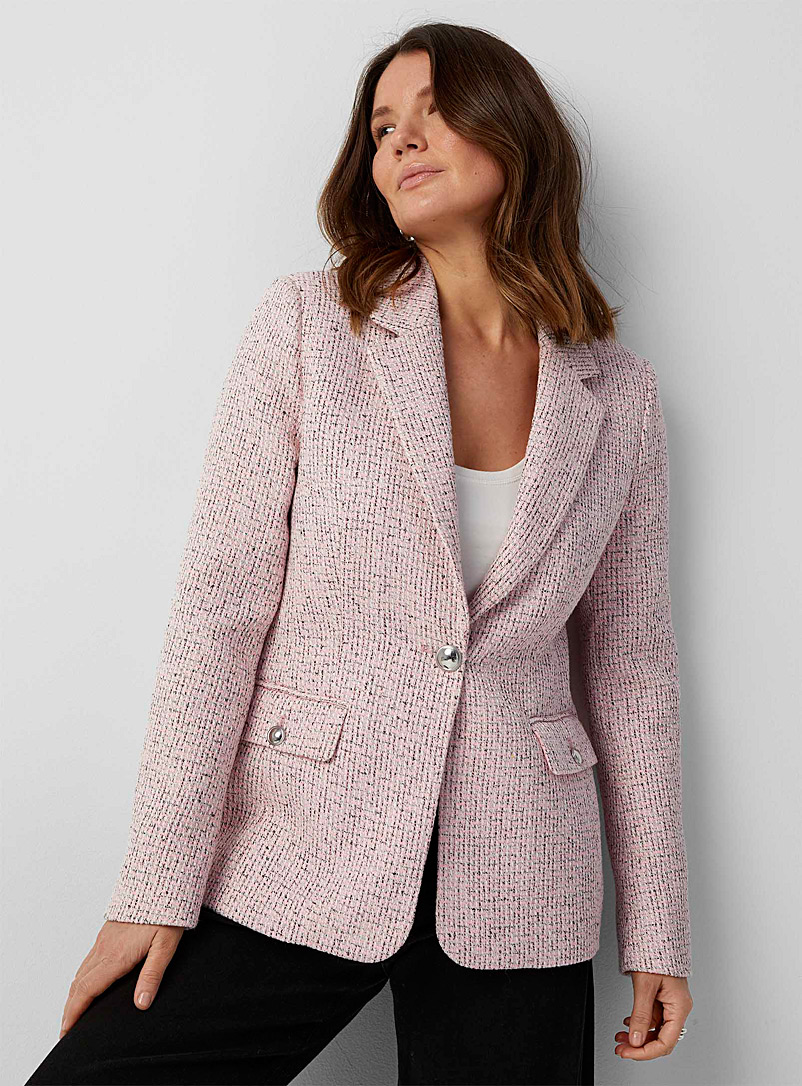 Romantic pink tweed blazer