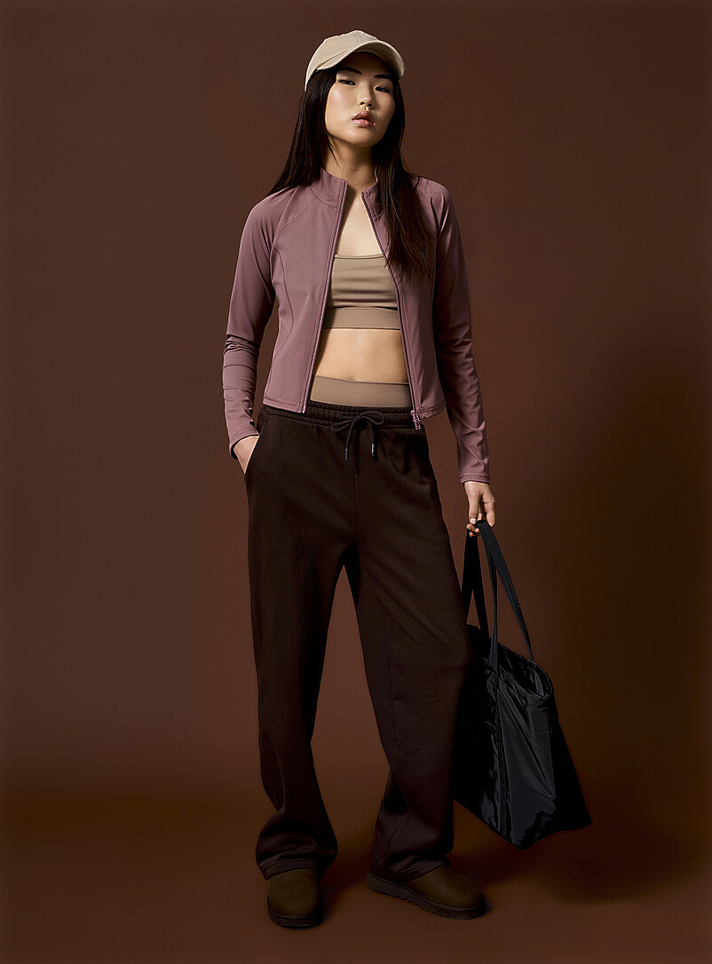 I.FIV5: Le cuissard &agrave; poches taille haute toucher velout&eacute; Longueur 5,5" Taupe pour femme