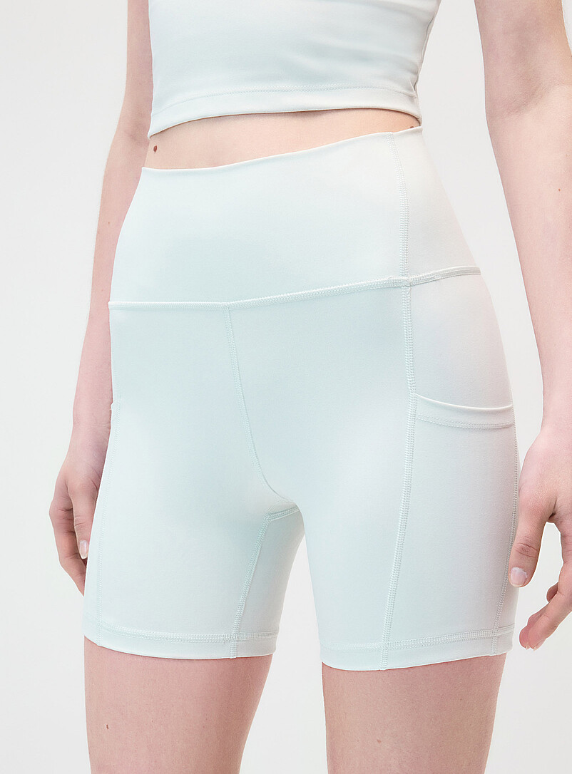 I.FIV5: Le cuissard &agrave; poches taille haute toucher velout&eacute; Longueur 5,5" Taupe pour femme