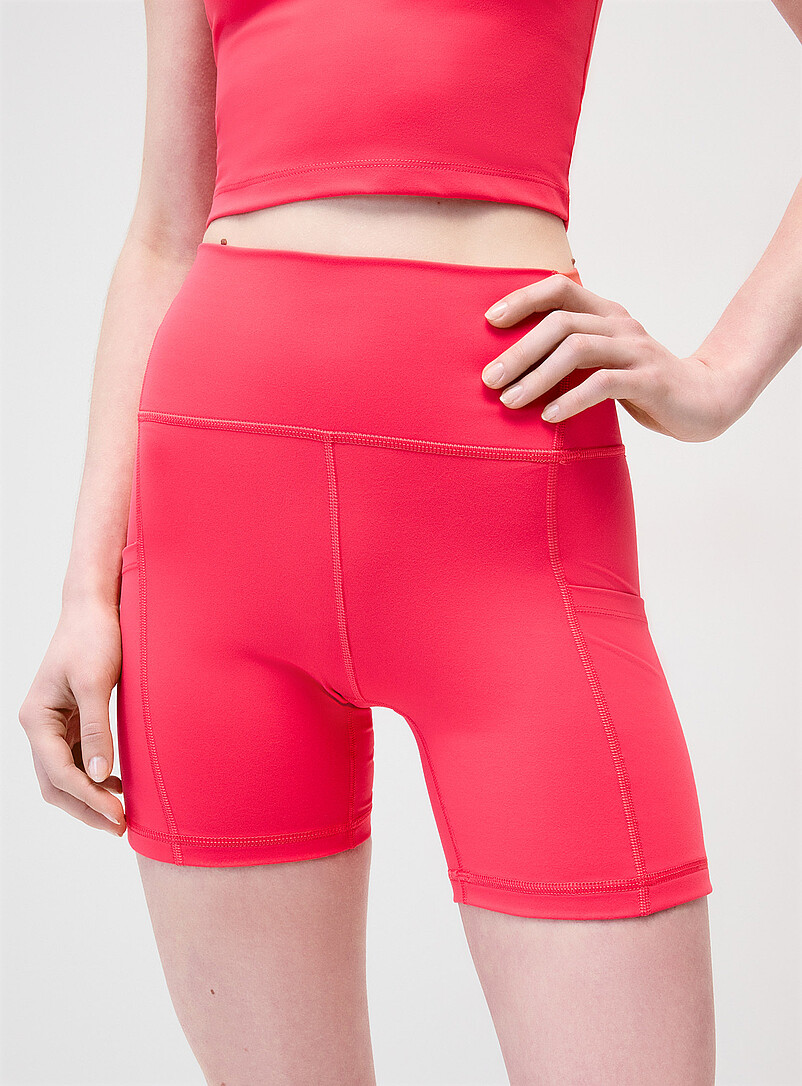 I.FIV5: Le cuissard &agrave; poches taille haute toucher velout&eacute; Longueur 5,5" Taupe pour femme