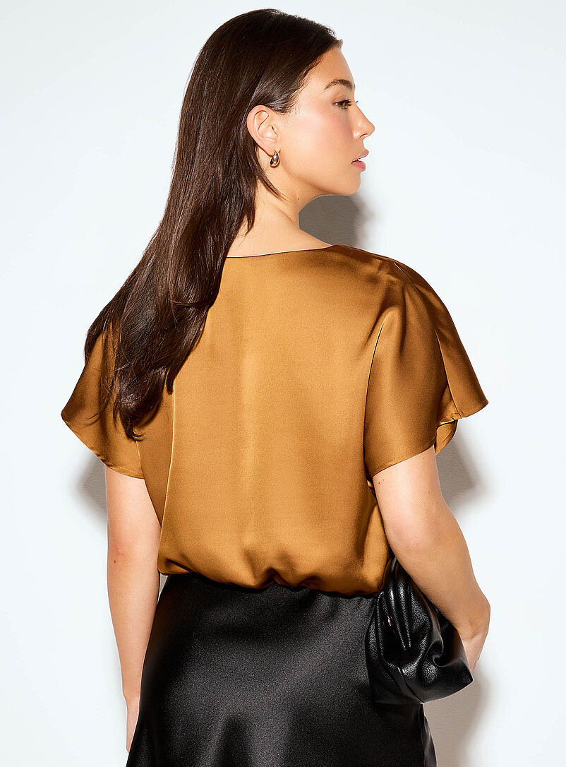Ic&ocirc;ne Pearly Double-faced satin cropped blouse for women
