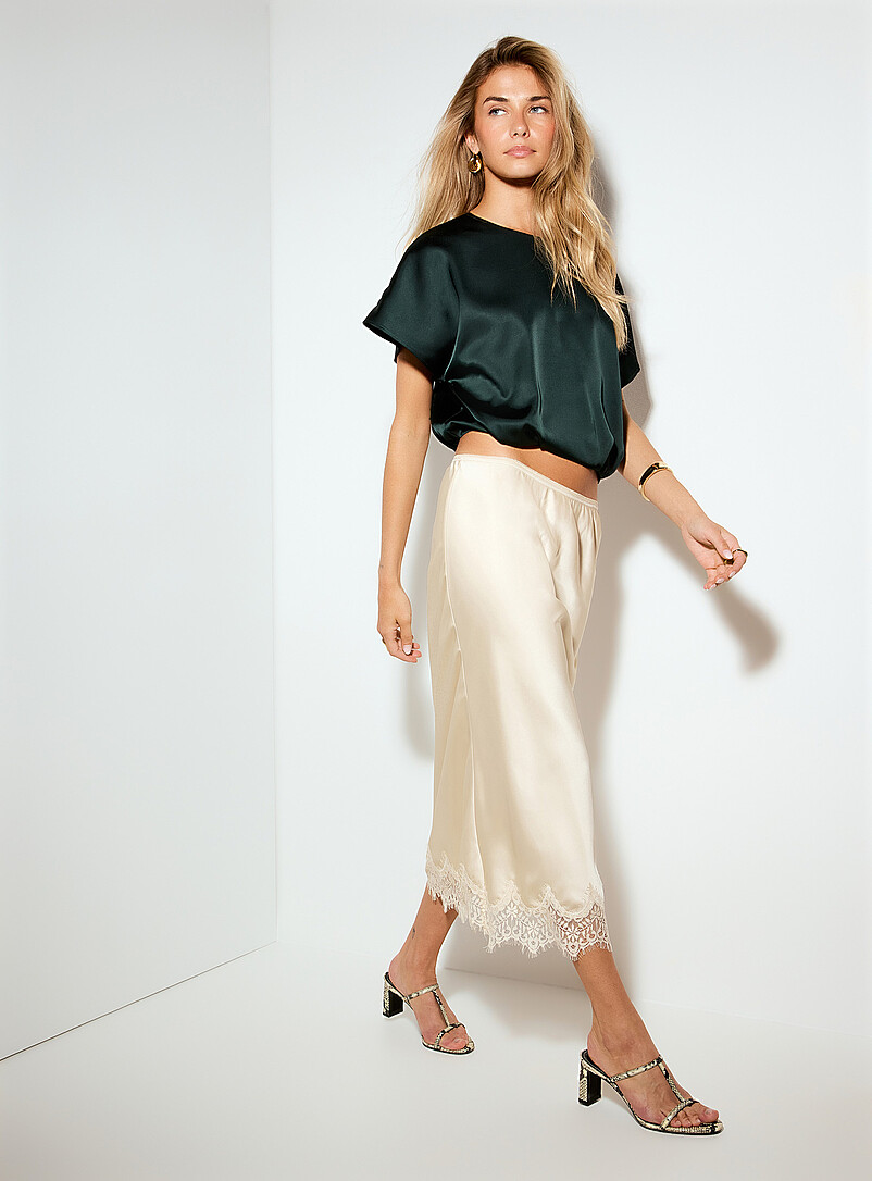 Ic&ocirc;ne: La blouse courte satin double face Noir pour femme