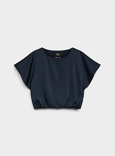 Double-faced satin cropped blouse