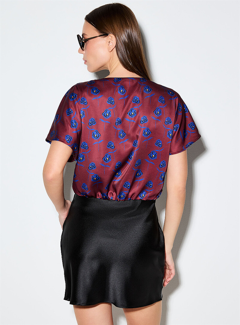 Ic&ocirc;ne Pearly Double-faced satin cropped blouse for women