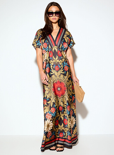 La longue robe encolure V satin double face