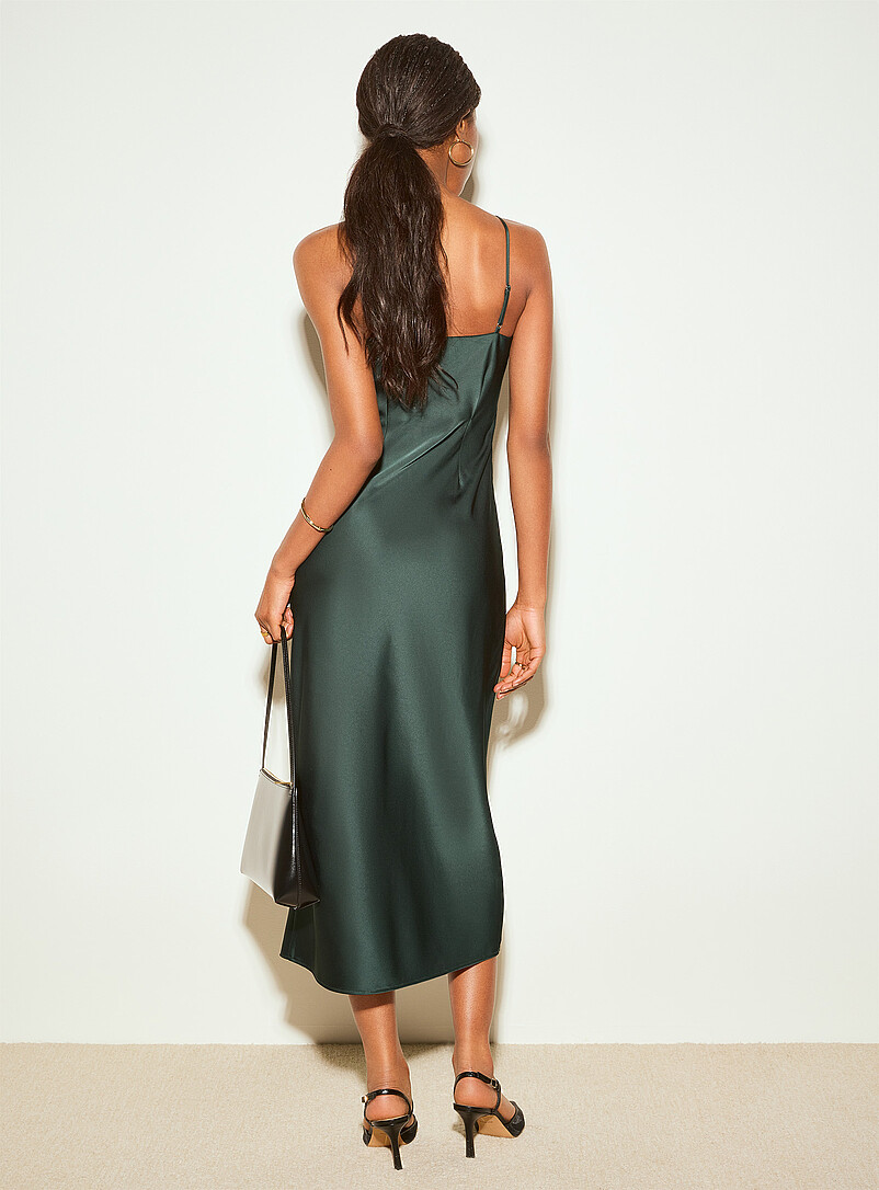 Ic&ocirc;ne Bronze/Amber Double-face satin long slip dress for women