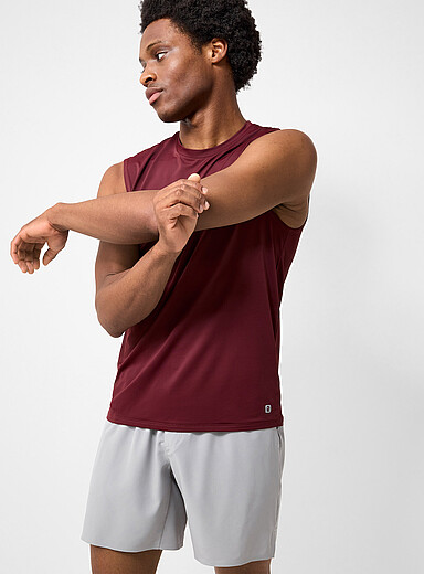 Micro-perforated sleeveless T-shirt