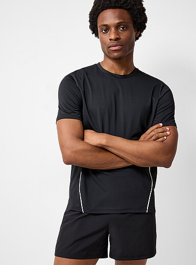 Contrast trim micro-perforated T-shirt