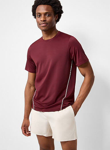 Contrast trim micro-perforated T-shirt