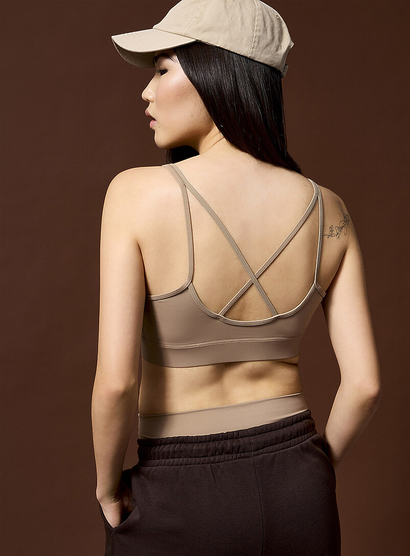 Cross-strap velvety bra Low to medium-impact support product image 2