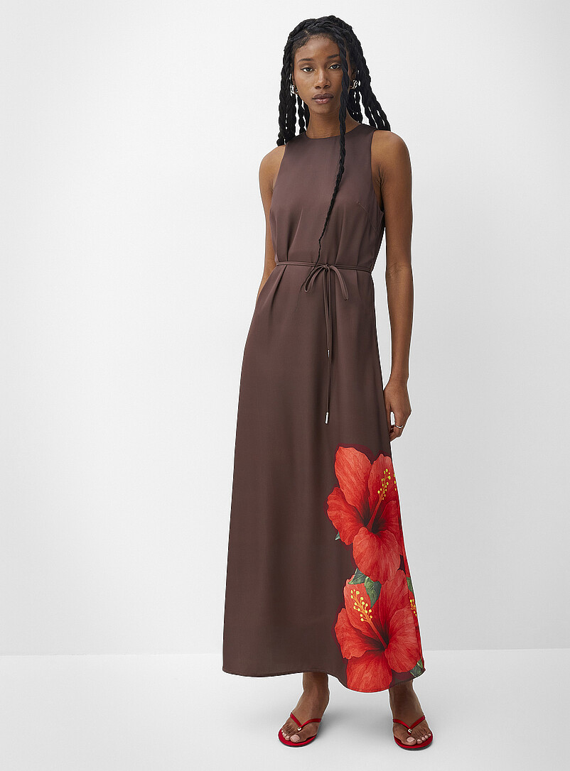 Double-face satin maxi sleeveless dress product image 2