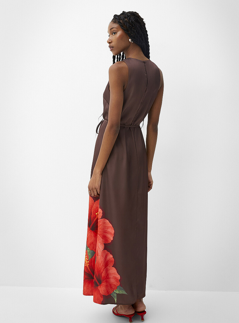 Double-face satin maxi sleeveless dress product image 3