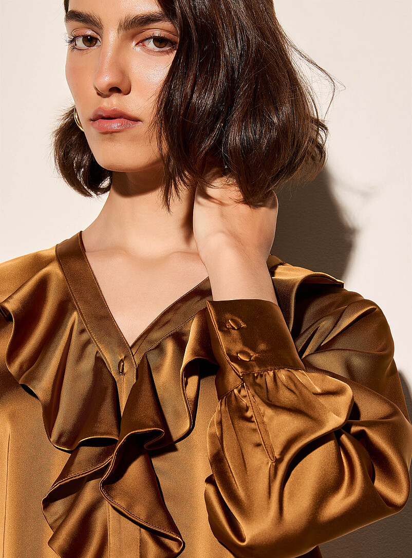 Ruffled collar double-faced satin blouse product image 2