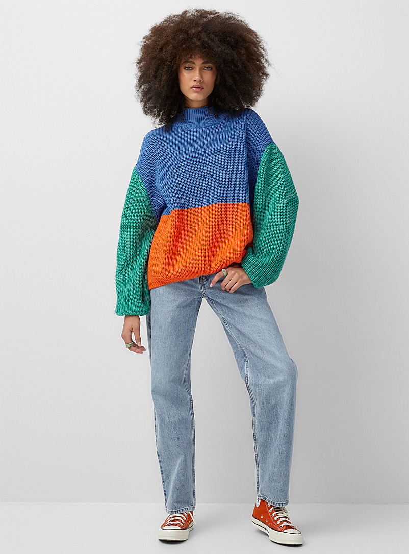 Notice The Reckless Assorted Colour blocks mock neck for women