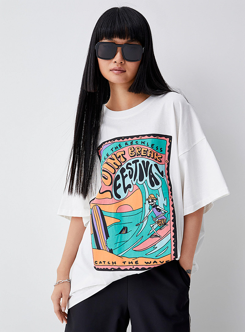 Notice The Reckless White Point Break Festival loose T-shirt for women
