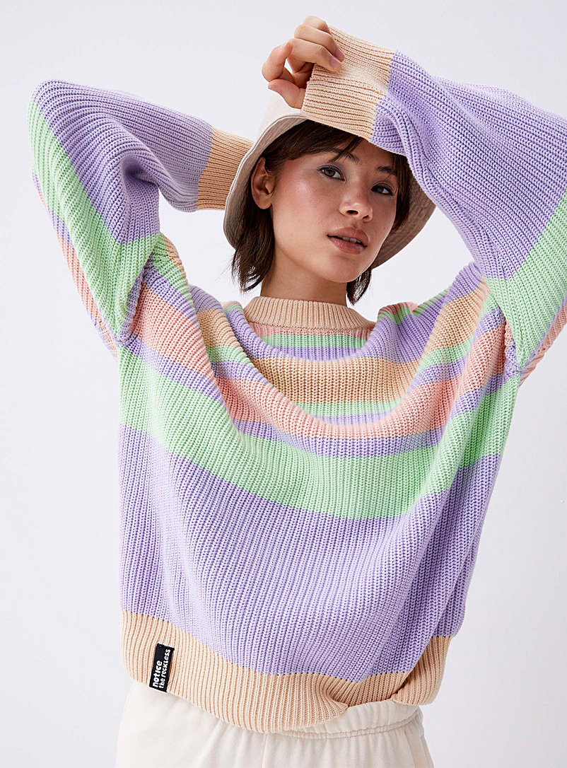 Notice The Reckless Assorted Pastel stripes loose sweater for women