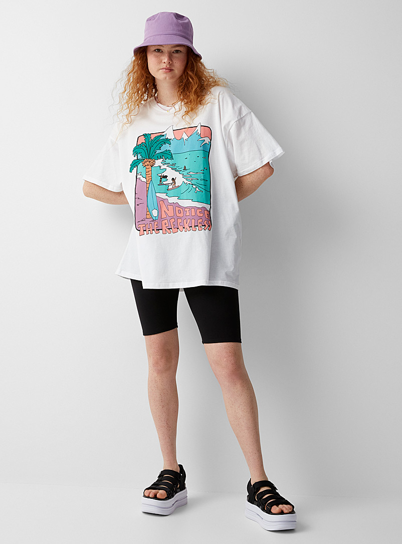 Notice The Reckless: Le t-shirt Surfers Blanc pour femme