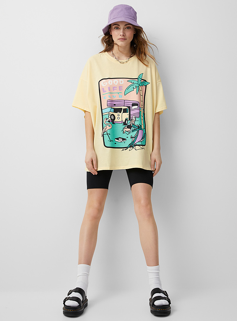 Notice The Reckless Light Yellow Good Life Club elongated T-shirt for women