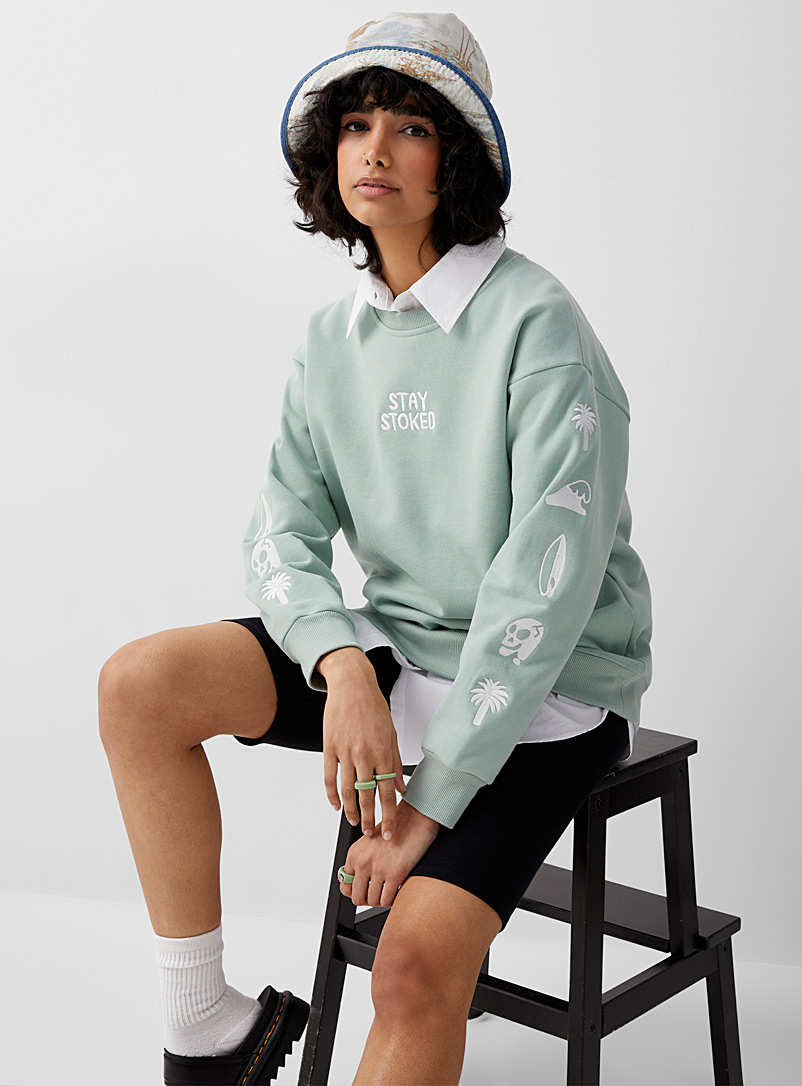 Notice The Reckless: Le sweat Stay Stoked Vert pâle-lime pour femme