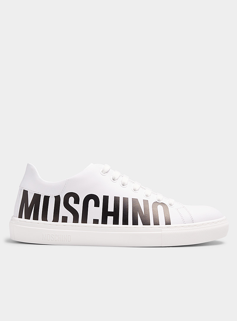 Moschino: Le sneaker court logo latéral Homme Blanc pour homme