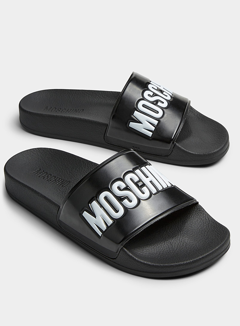 Moschino: La sandale slide logo classique Homme Noir pour homme