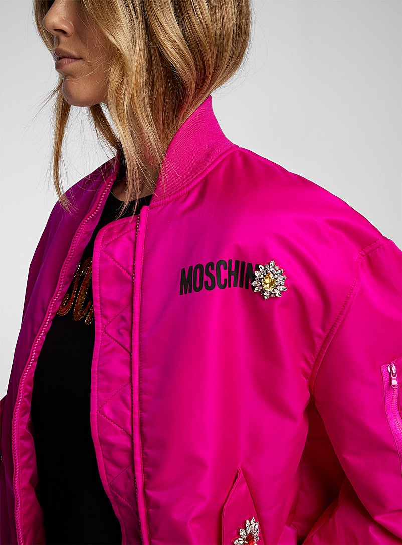 Moschino: Le bomber fuchsia à cristaux Rose moyen pour femme