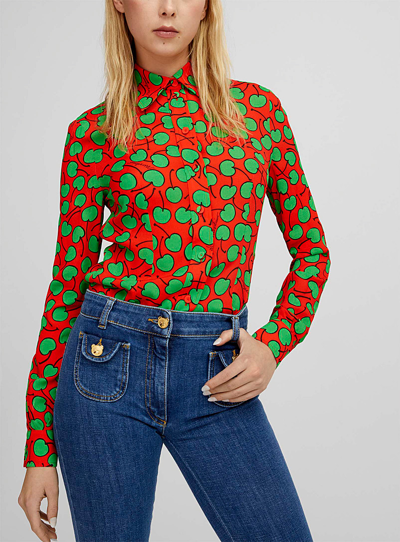 Moschino Patterned Red Green cherries shirt for women