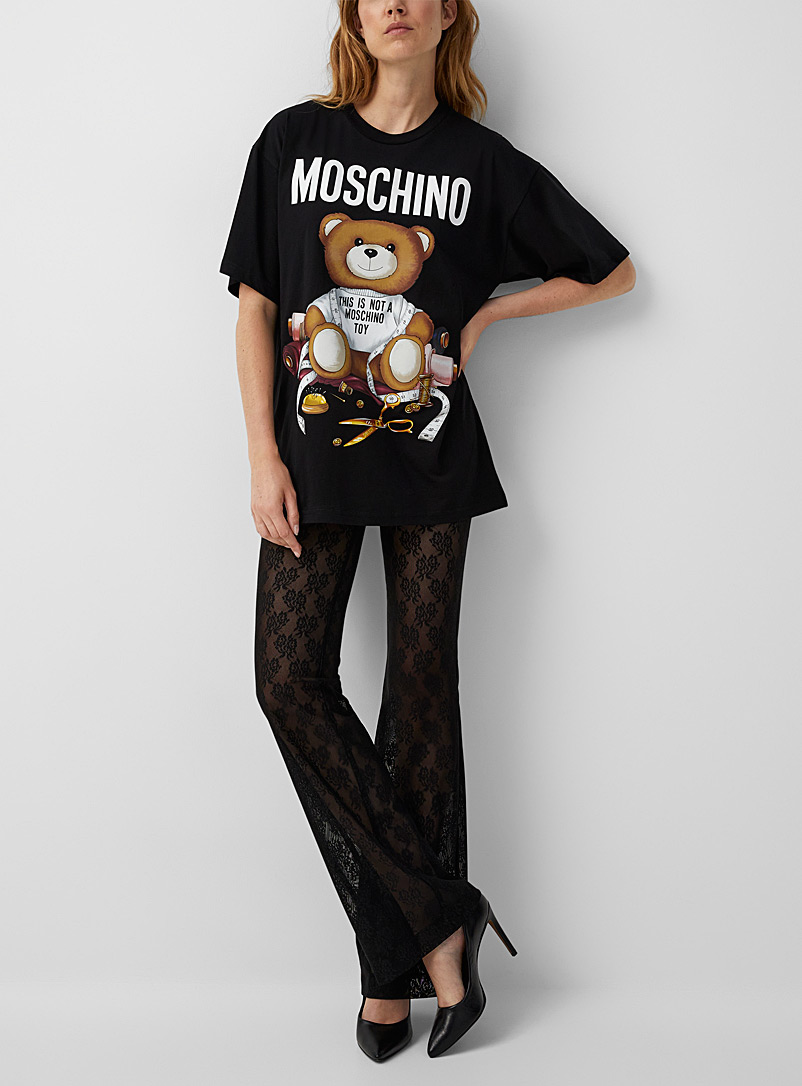 Moschino: Le pantalon dentelle noire Noir pour femme