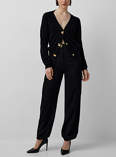 Moschino Black Heart buttons cargo pant for women