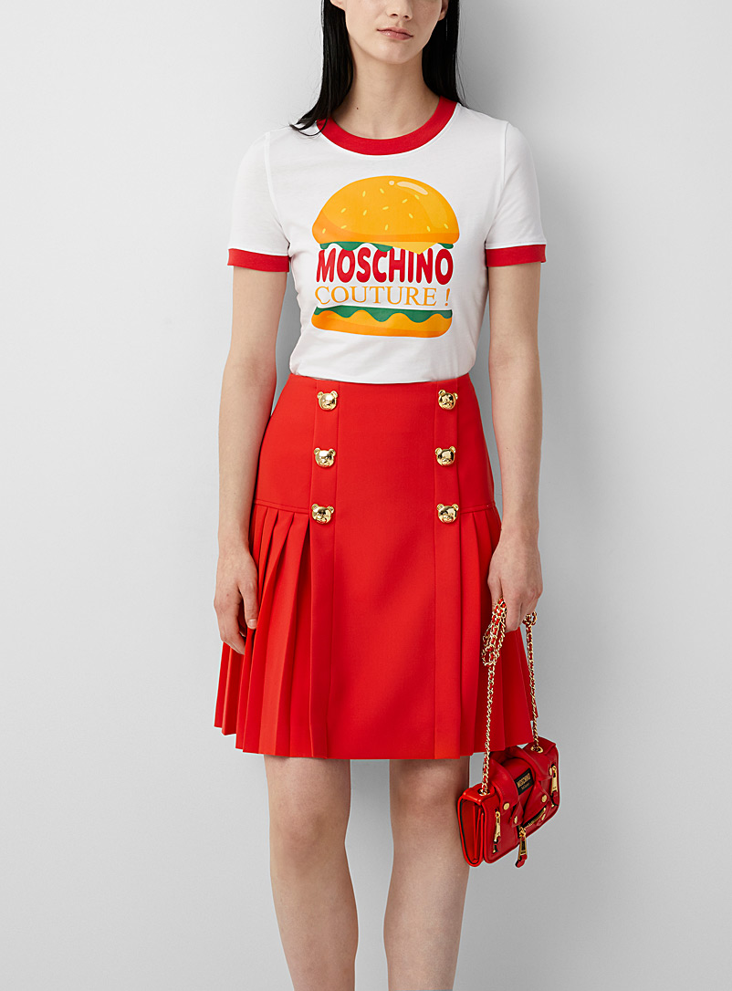 Moschino: La jupe rouge oursons dorés Rouge pour femme