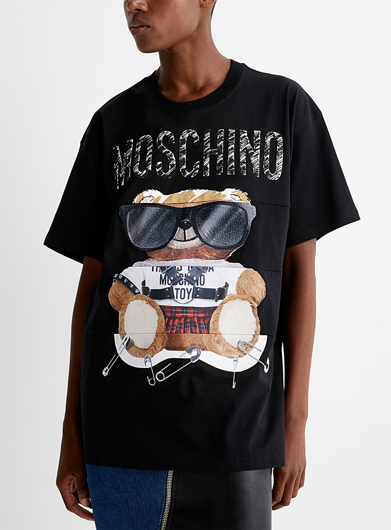 Moschino: Le t-shirt ourson lunettes brodées Noir pour femme