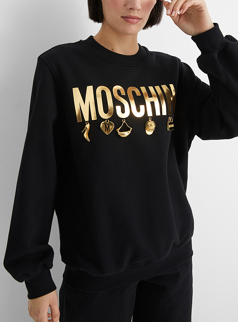 Moschino: Le sweat signature dorée à breloques Noir pour femme