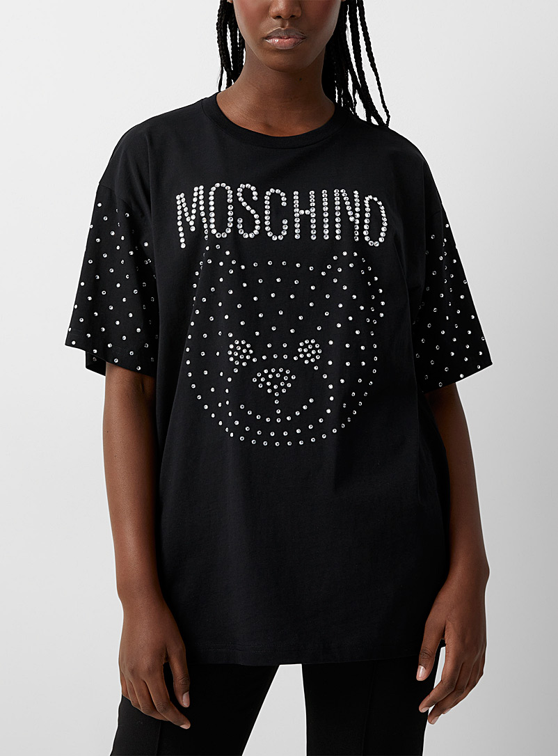 Moschino: Le t-shirt ourson scintillant Noir pour femme