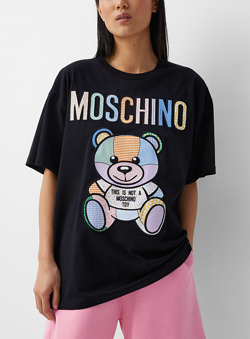 Moschino: Le t-shirt ourson ludique Blanc à motifs pour femme