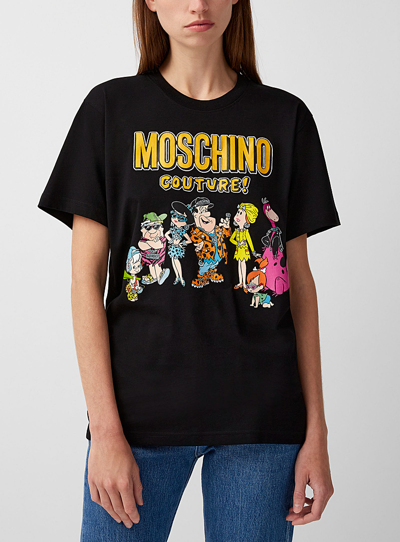 Moschino: Le t-shirt Flintstones Noir pour femme