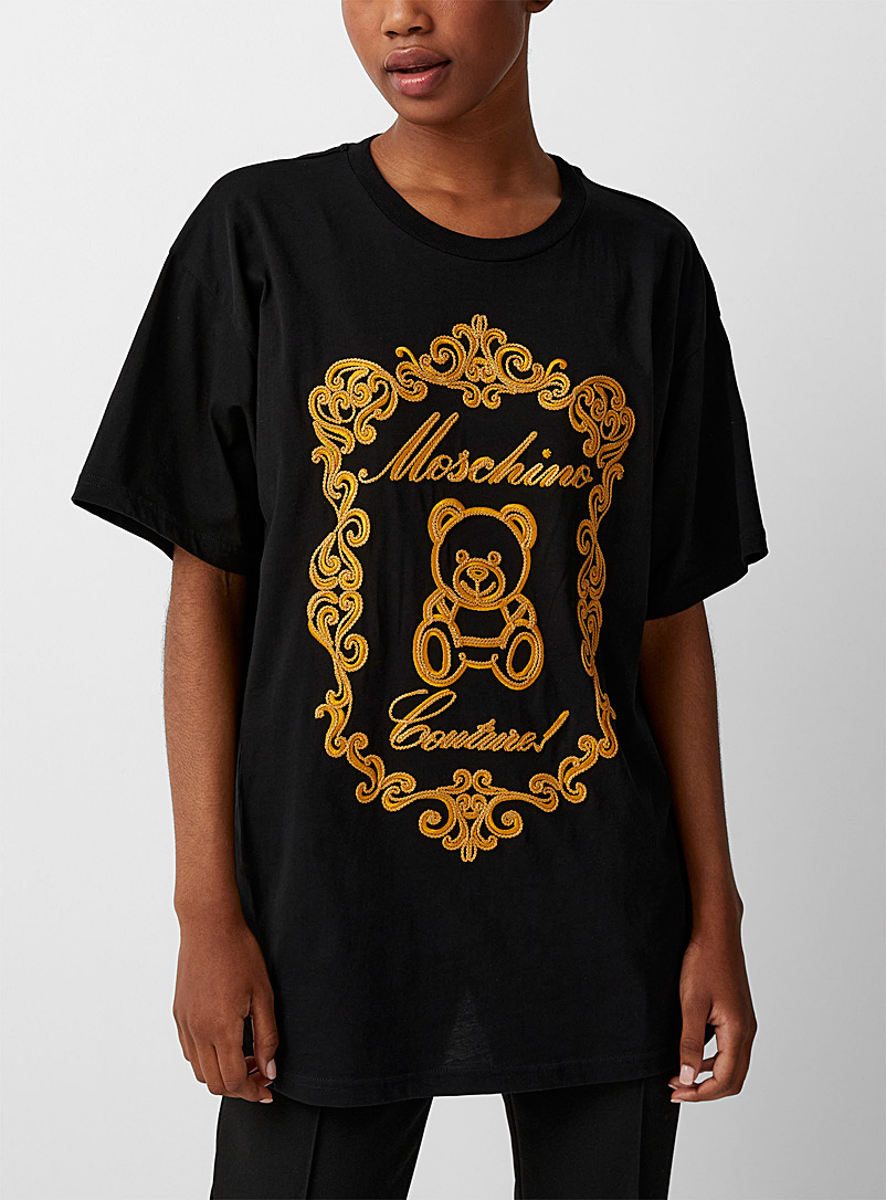 Moschino Black Teddy coat-of-arms T-shirt for women
