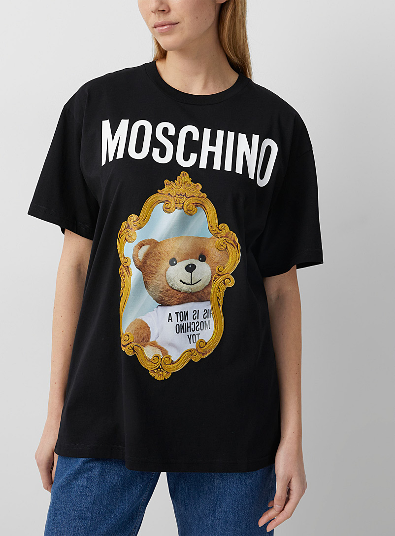 Moschino: Le t-shirt ourson miroir Noir pour femme