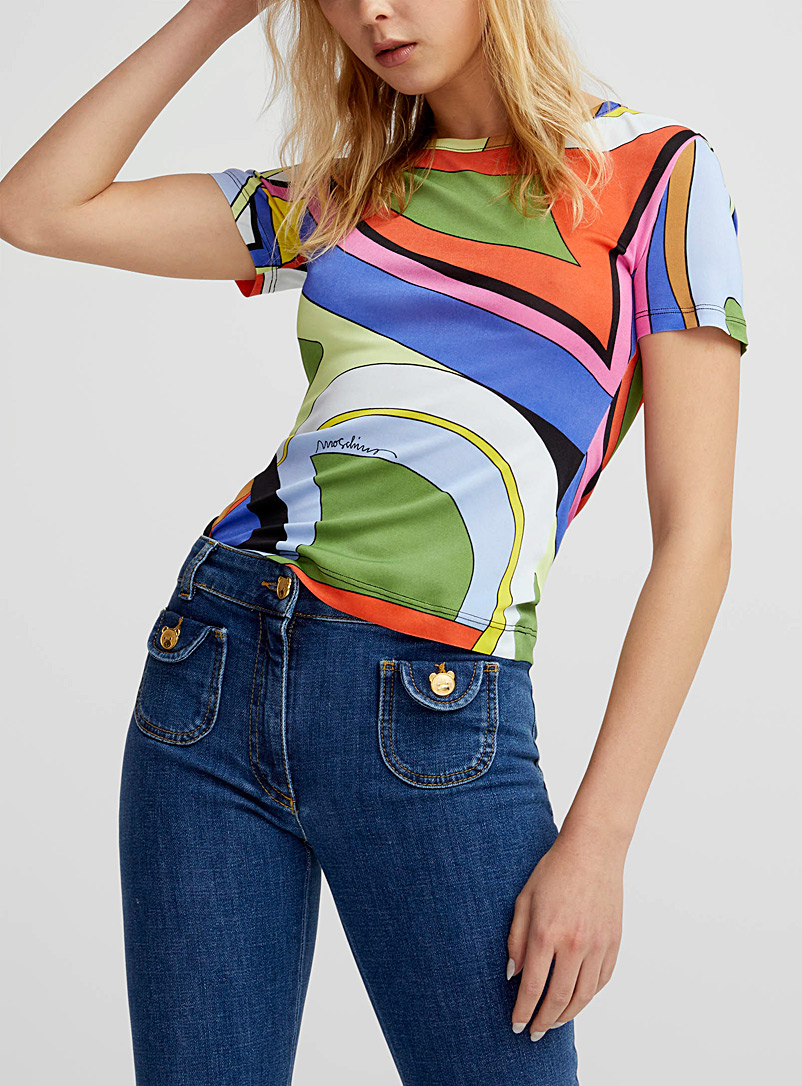 Moschino: Le t-shirt abstraction colorée Assorti pour femme