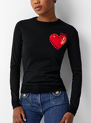 Moschino Black Pneumatic heart sweater for women