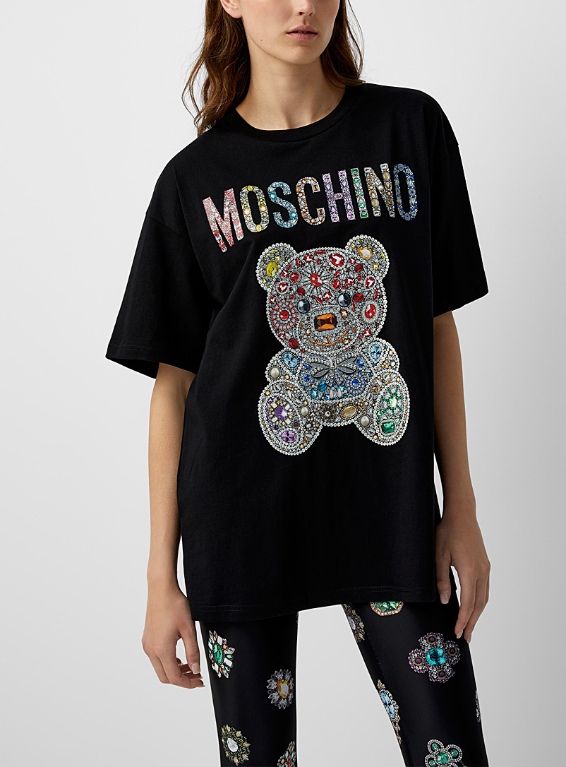 Moschino: Le t-shirt ourson bijoux Noir à motifs pour femme