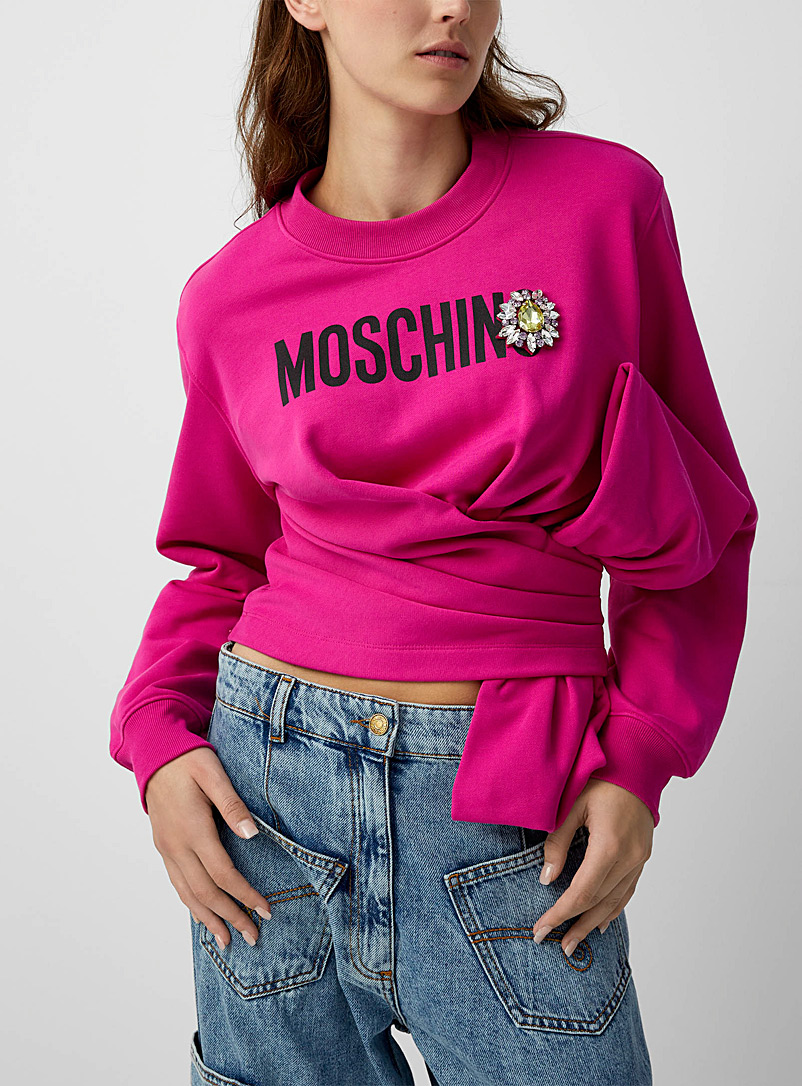Moschino Medium Pink Bow logo sweatshirt for women