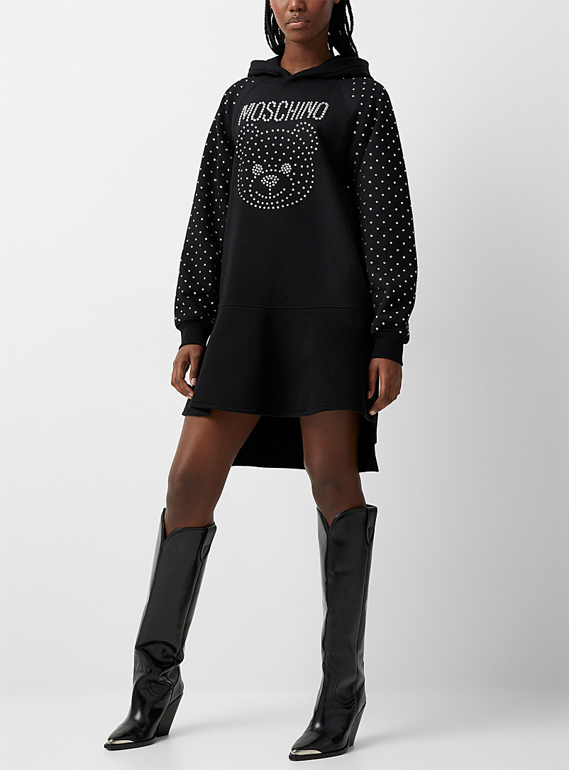Moschino: La robe sweat ourson scintillant Noir pour femme