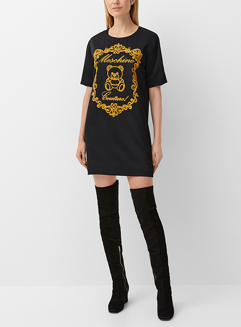Moschino Black Coat-of-arms teddy bear dress for women